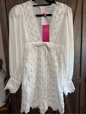 White Lace-Trim Midi Dress - Unbranded